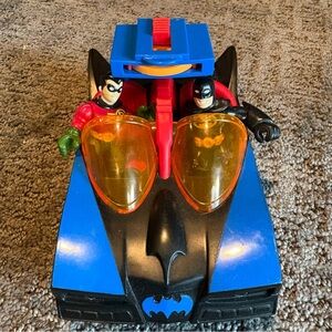 Fisher Price Imaginext DC Super Friends Batmobile Batman & Robin w/orange disc